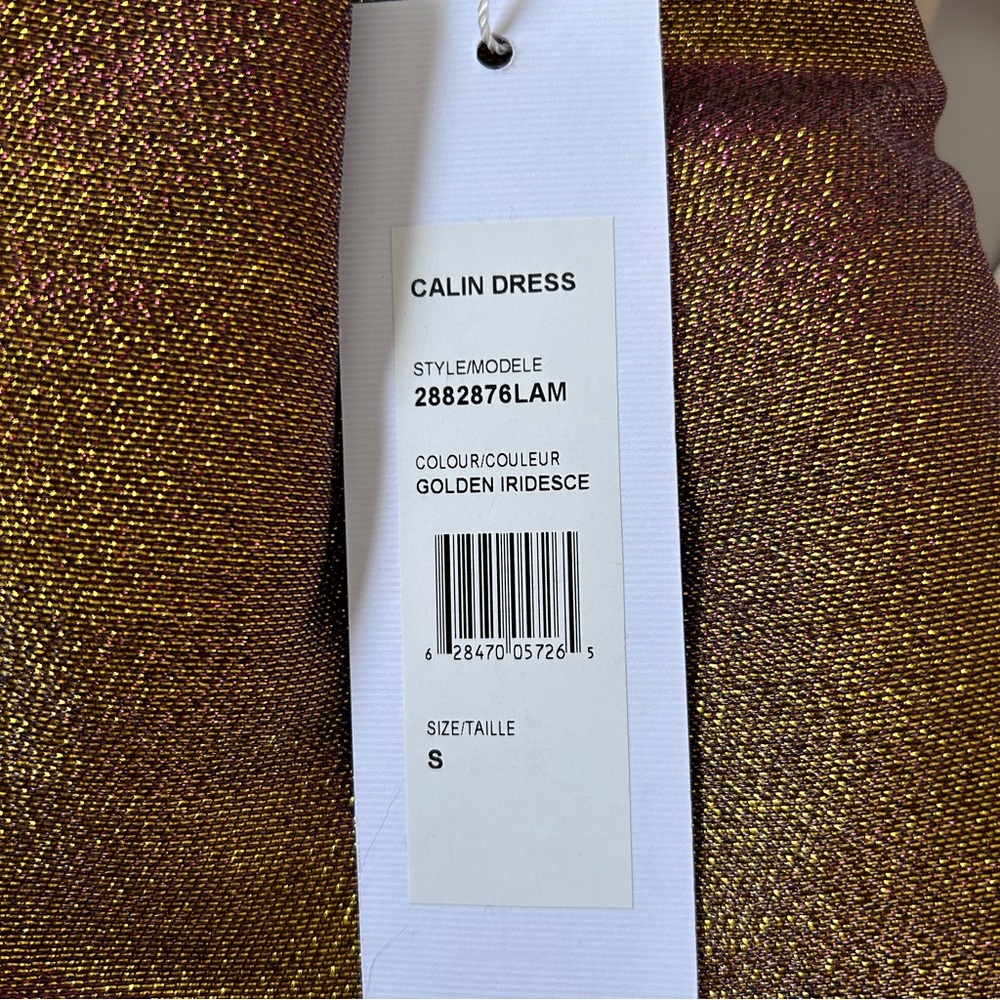 RONNY KOBO Calin Metallic Puffed Shoulders Iridescent Lame Tiered Mini Dress NWT - Picture 15 of 16